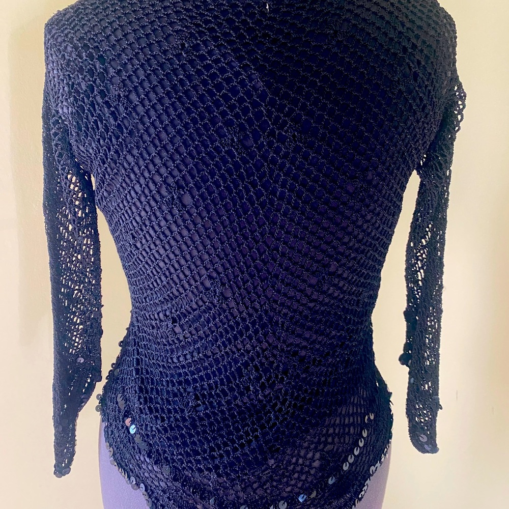 3/4 length sleeve knit sequence sweater top